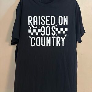 Athletic Works Black Short Sleeve Tee Raised on 90's Country